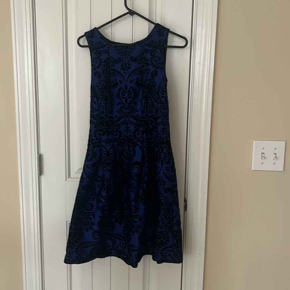Blue with black design